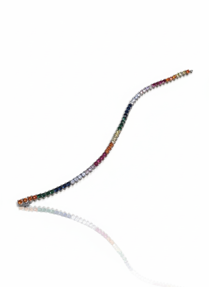 سوار تنس فضي ملون