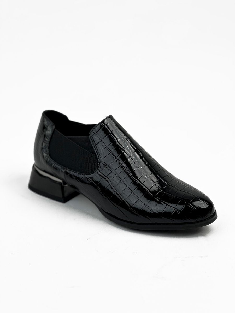 جلد أسود لامع Topsiders