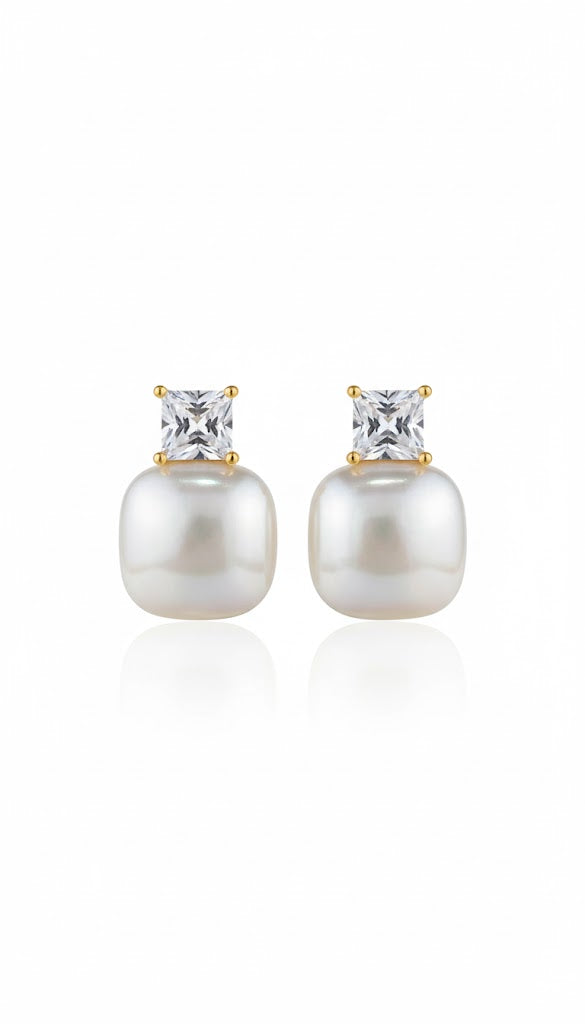 أقراط مرصعة بالزركون واللؤلؤ