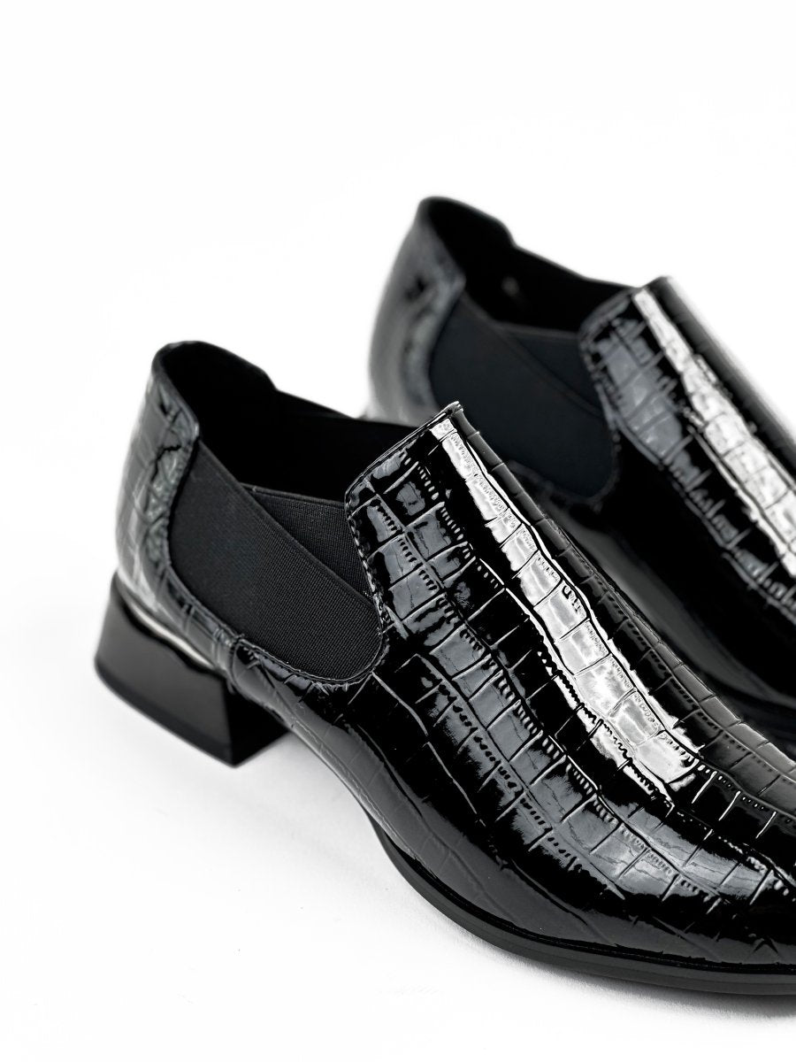 جلد أسود لامع Topsiders