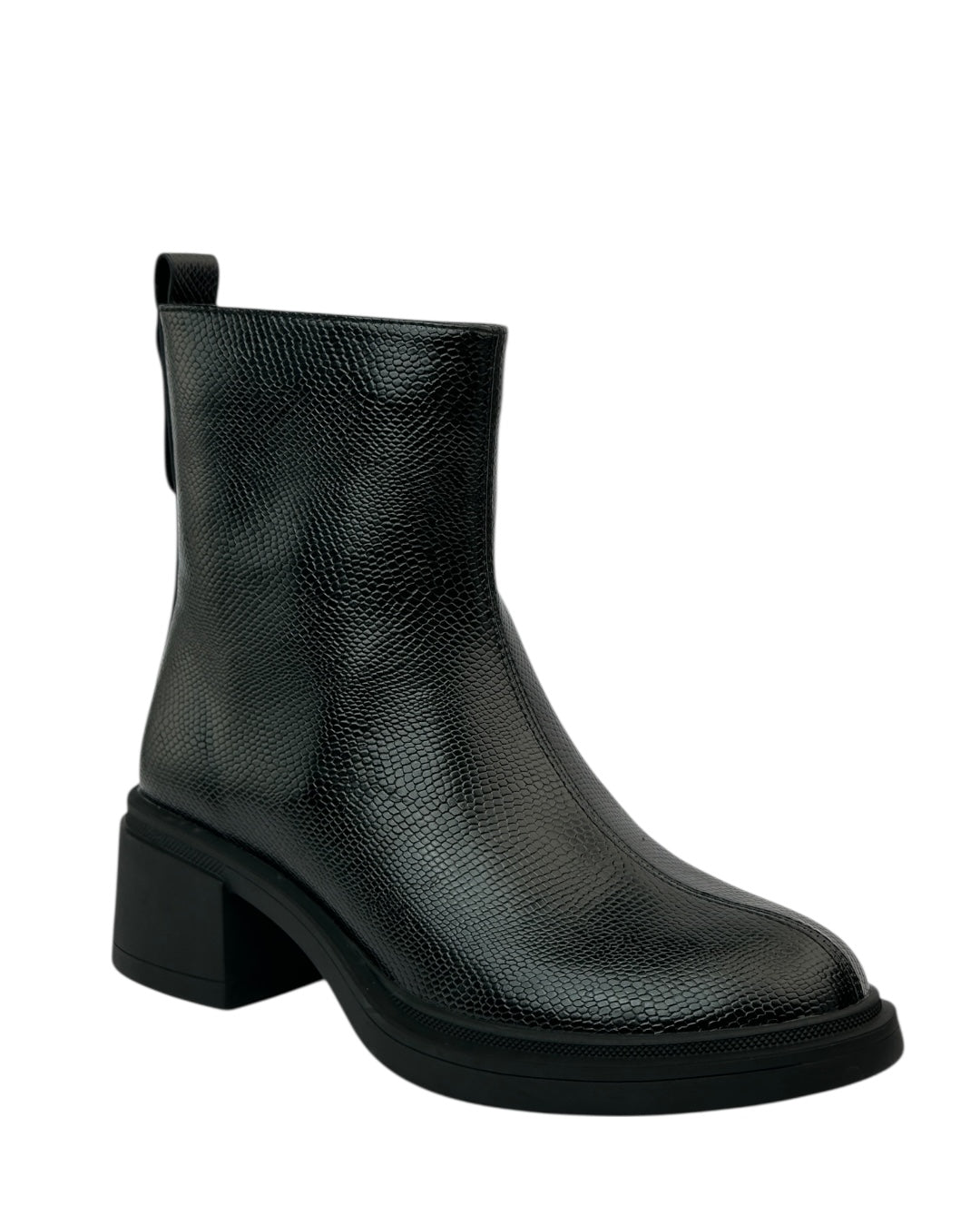 حذاء بنقشة جلد الثعبان بكعب عريض