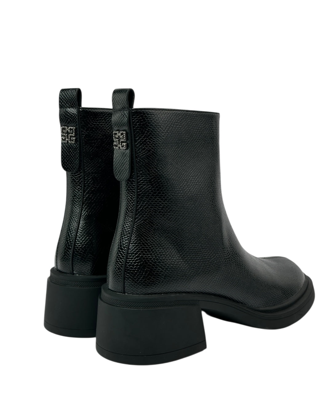 حذاء بنقشة جلد الثعبان بكعب عريض