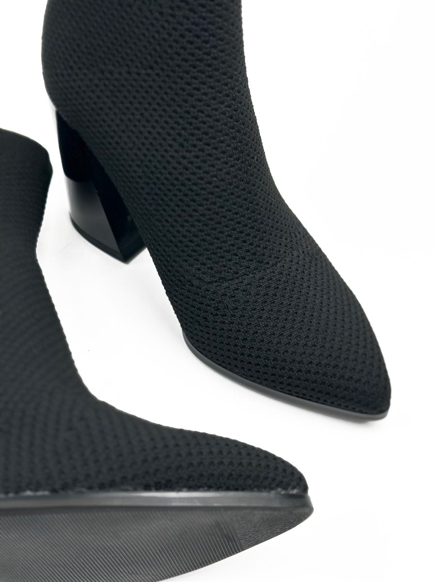 Mid-Calf Black Fabric Boots