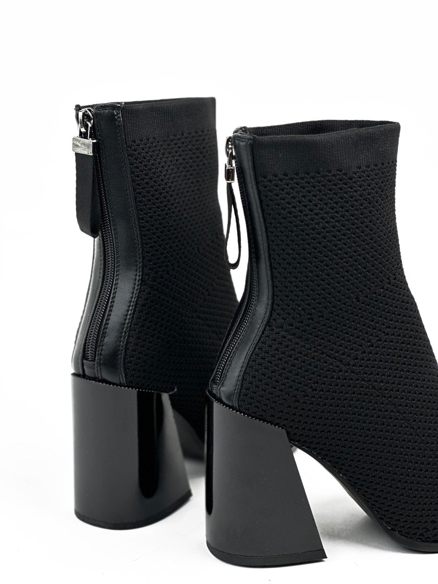 Mid-Calf Black Fabric Boots