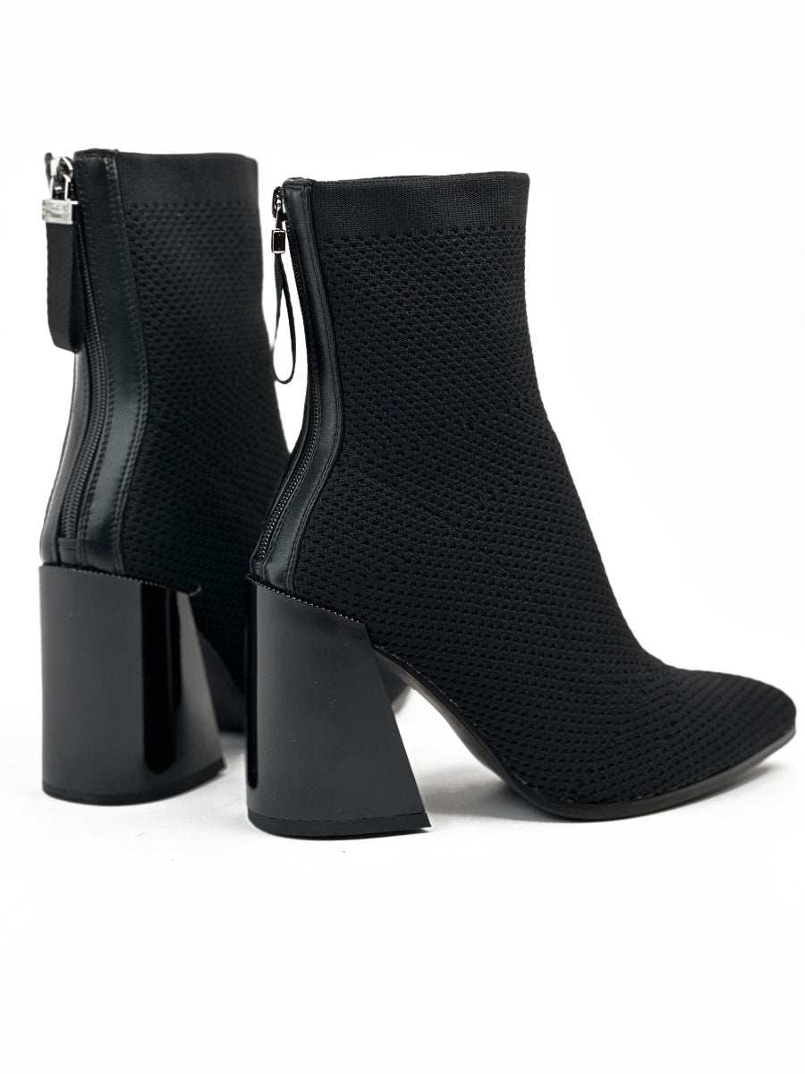 Mid-Calf Black Fabric Boots