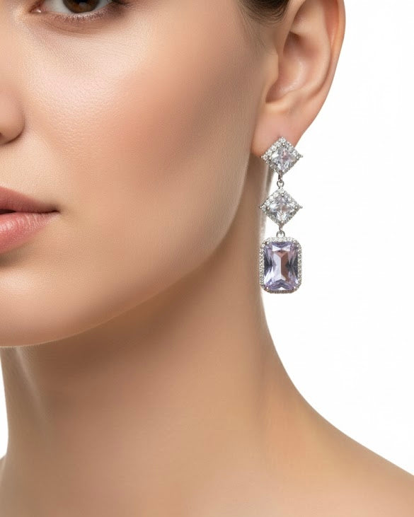 أقراط مرصعة بالزركون والكريستال