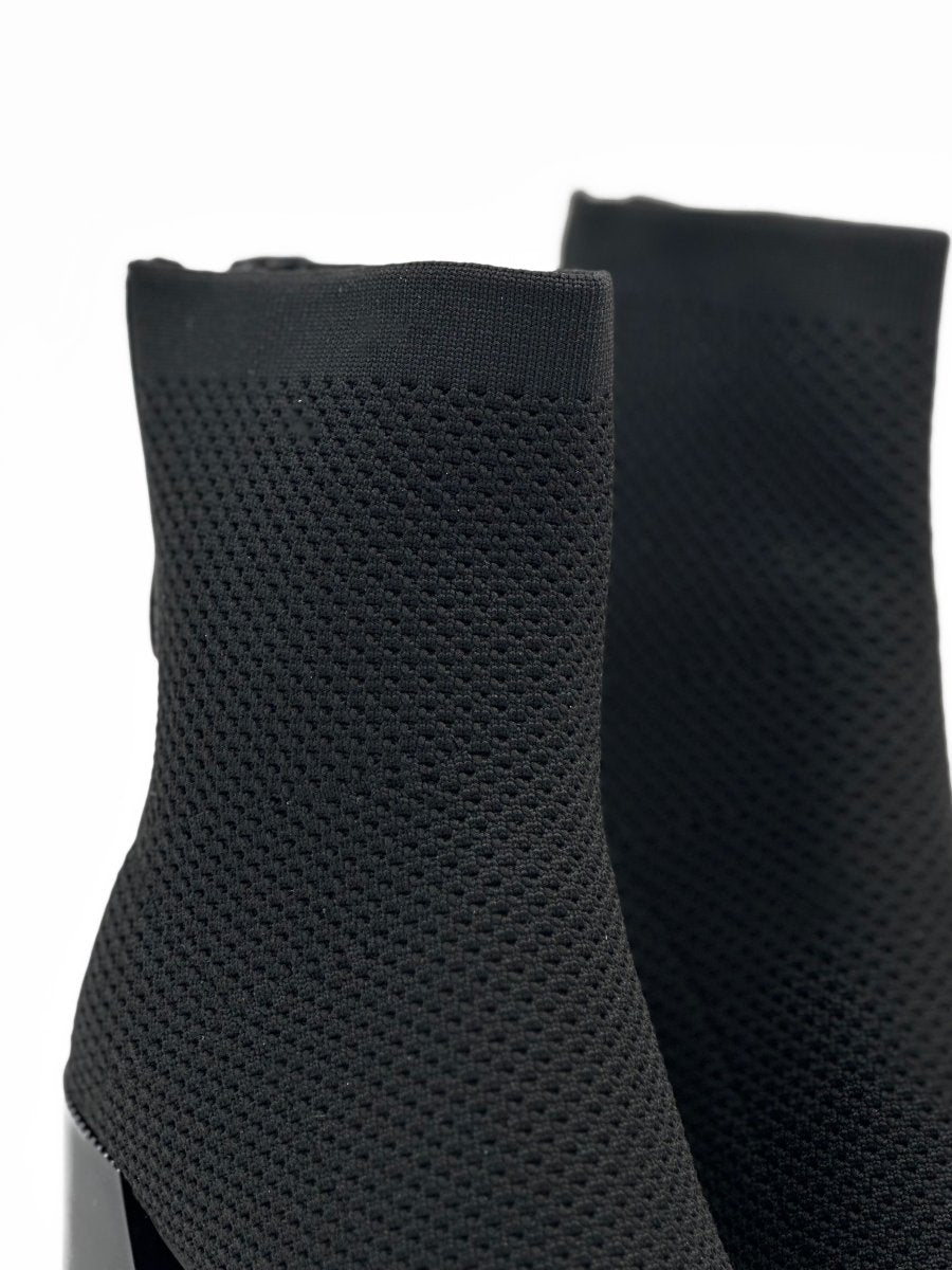 Mid-Calf Black Fabric Boots
