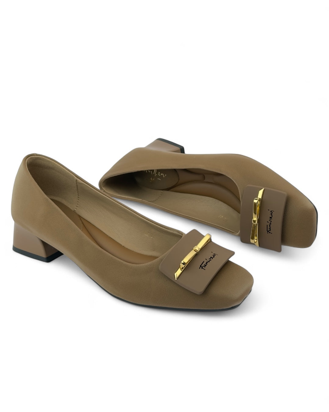 Loafers with gold buckle detail