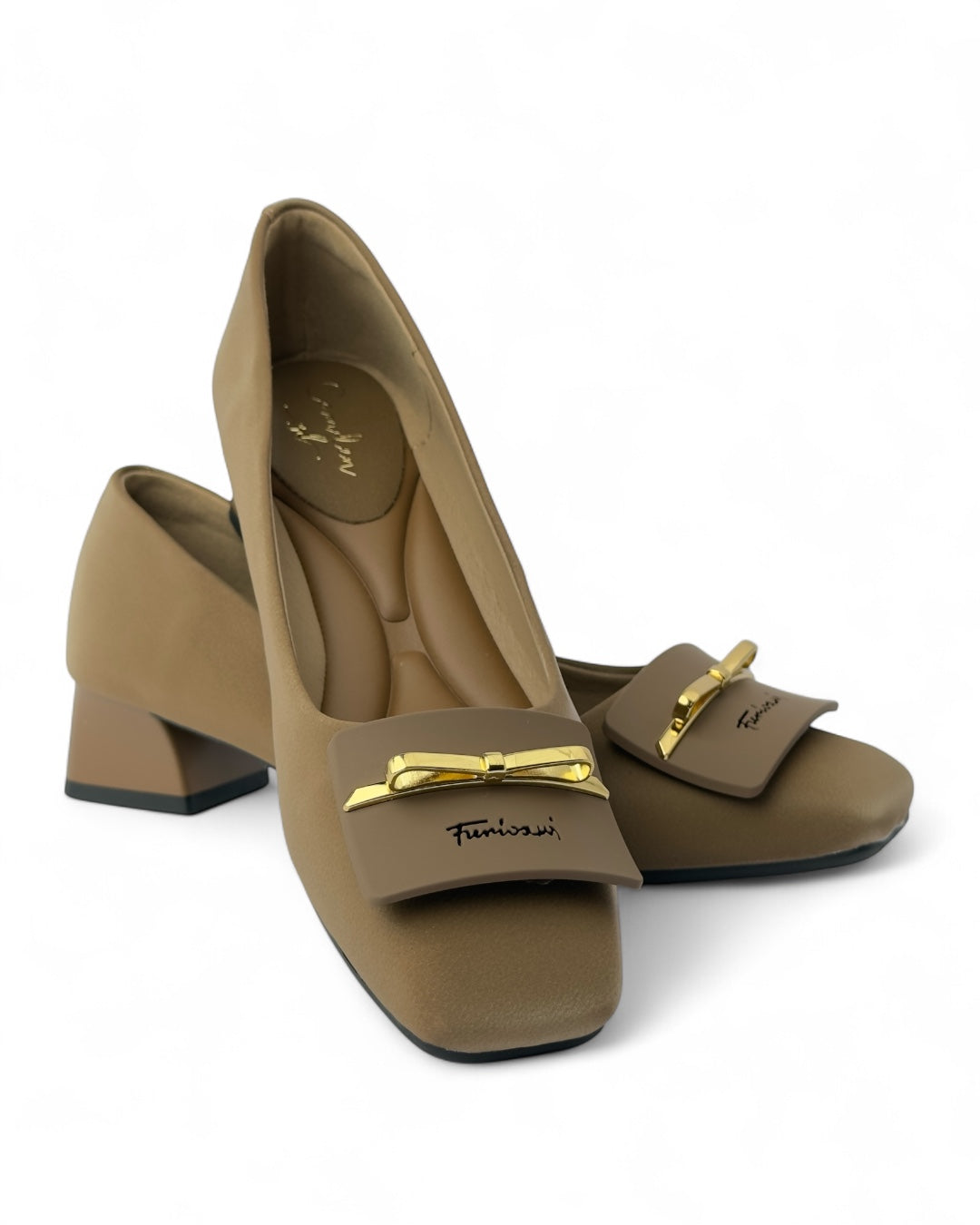 Loafers with gold buckle detail