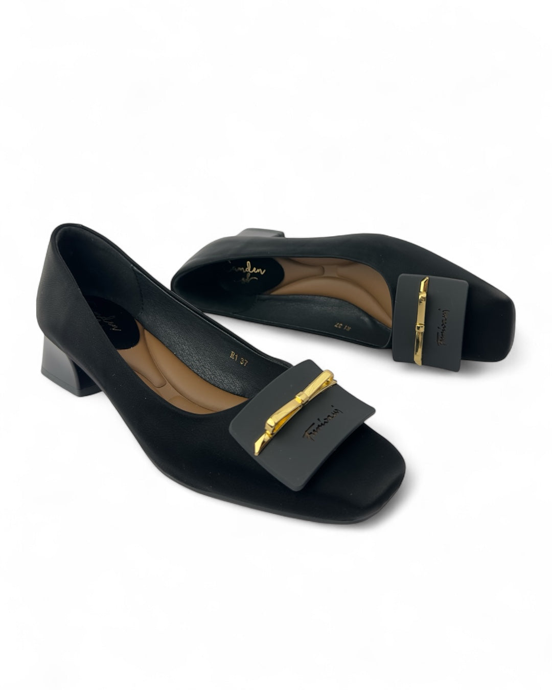 Loafers with gold buckle detail