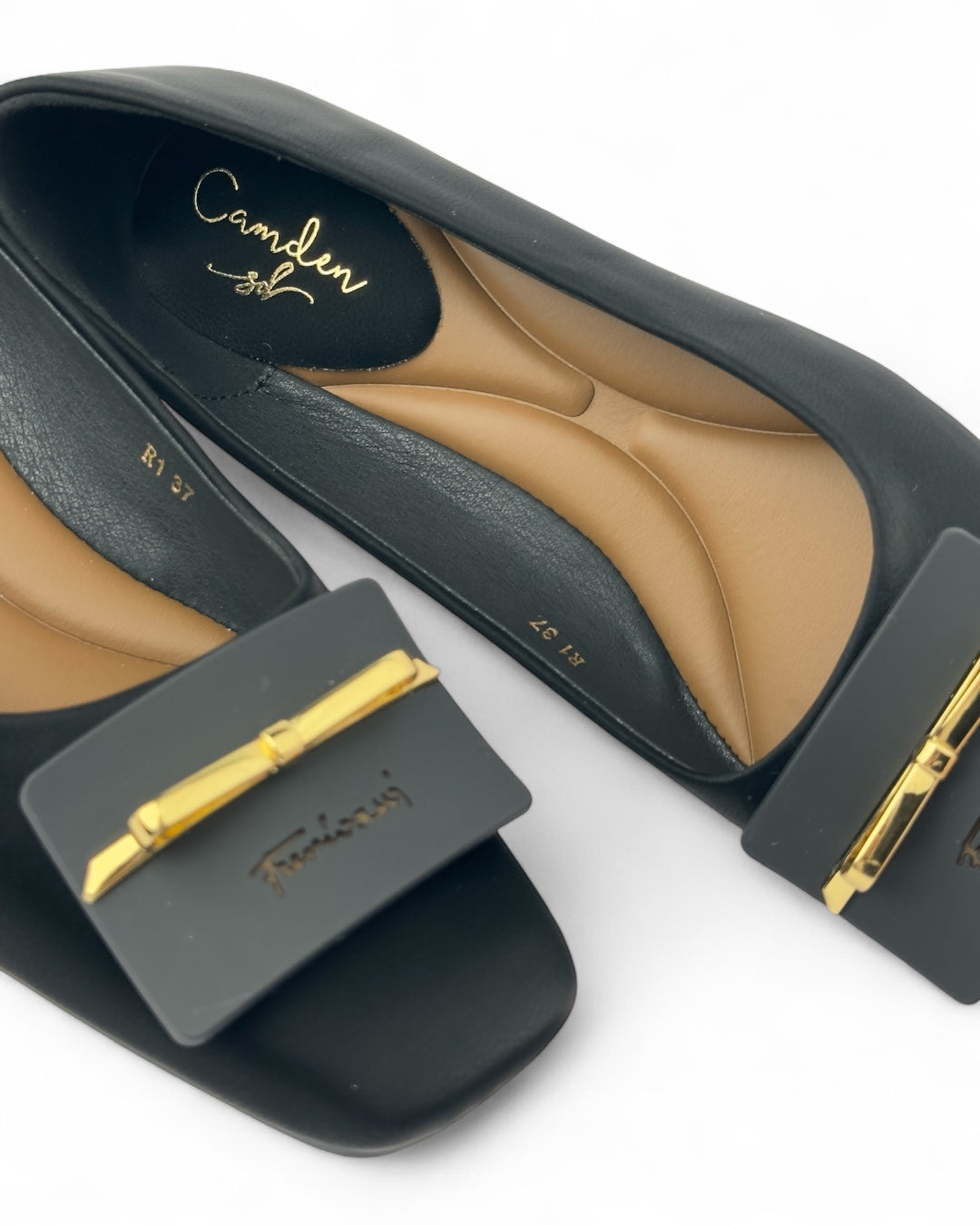 Loafers with gold buckle detail