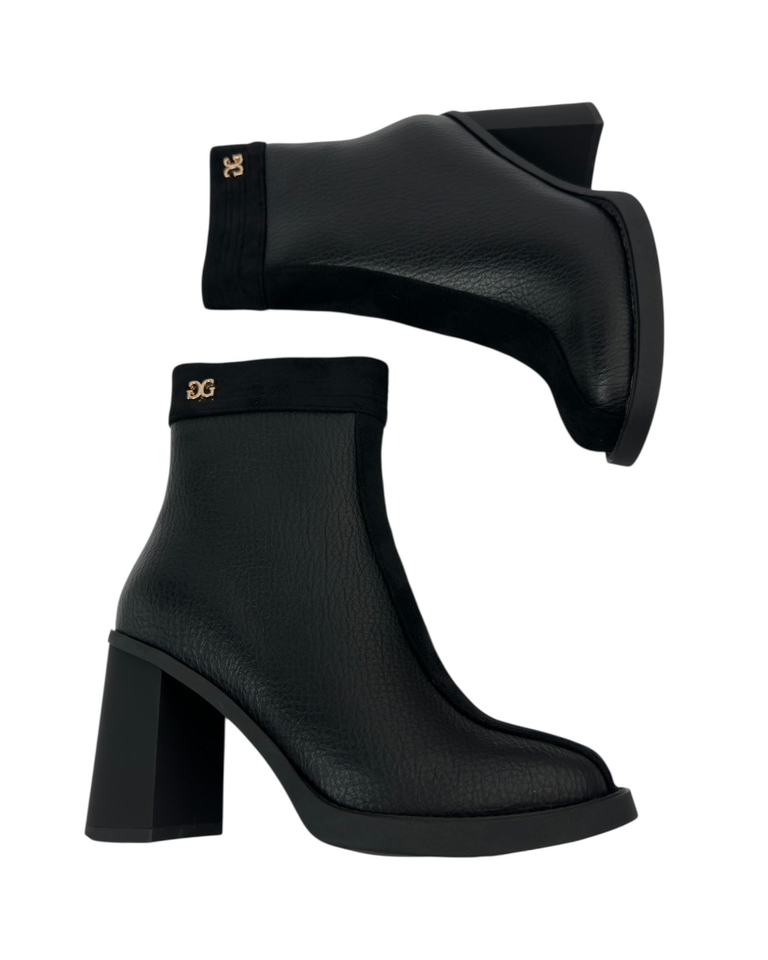 حذاء جلدي بكعب عريض