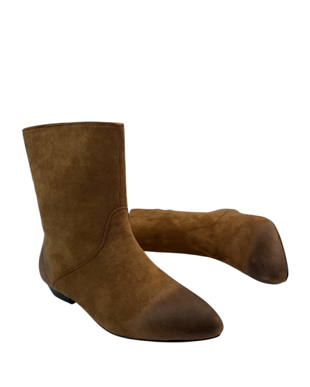 Suede pointed-toe flat boot