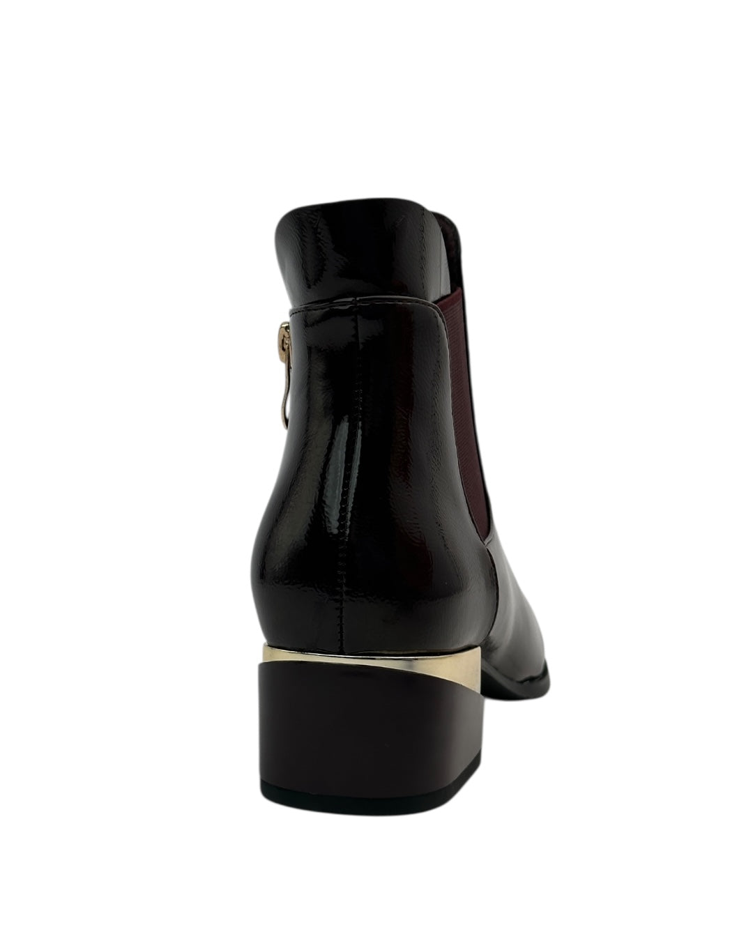 حذاء تشيلسي من الجلد اللامع بكعب منخفض