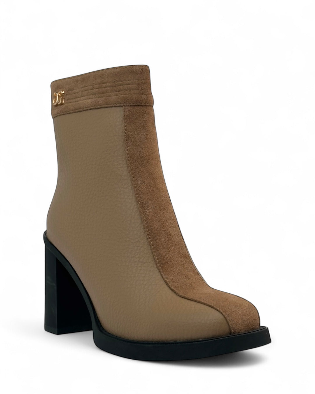 حذاء جلدي بكعب عريض