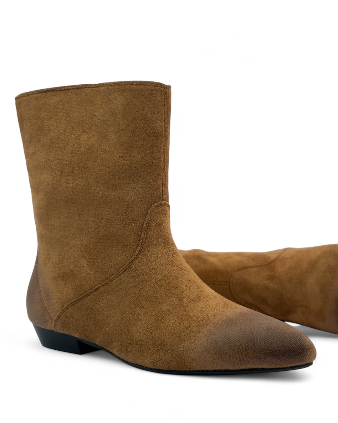 Suede pointed-toe flat boot