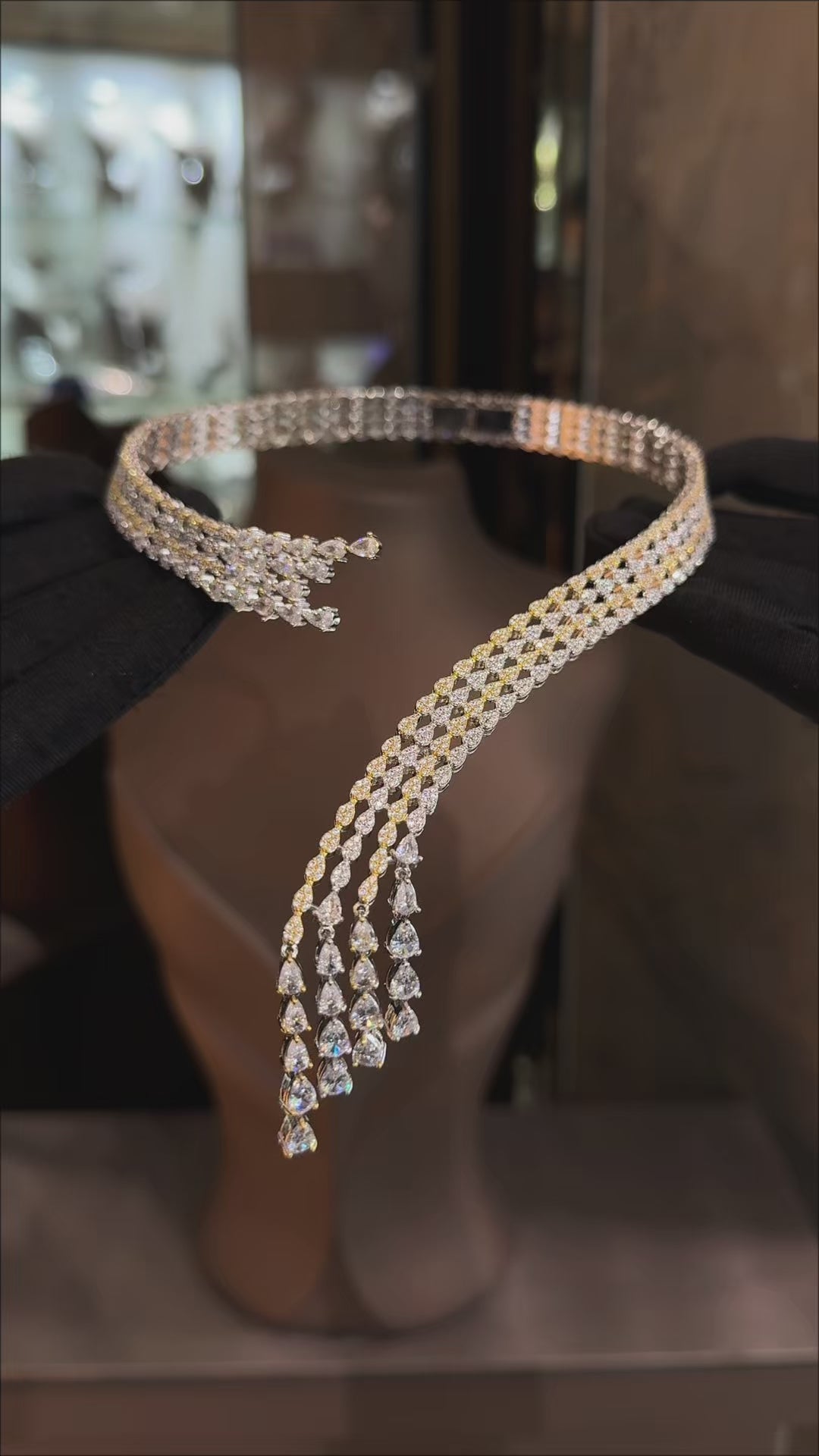 Silver and gold mixed set studded with zircon stones