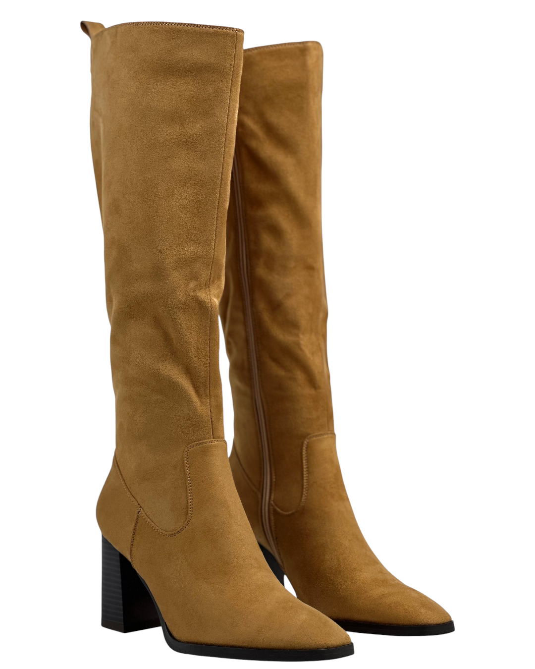 حذاء من جلد الغزال بلون الجمل ذو ساق عالية