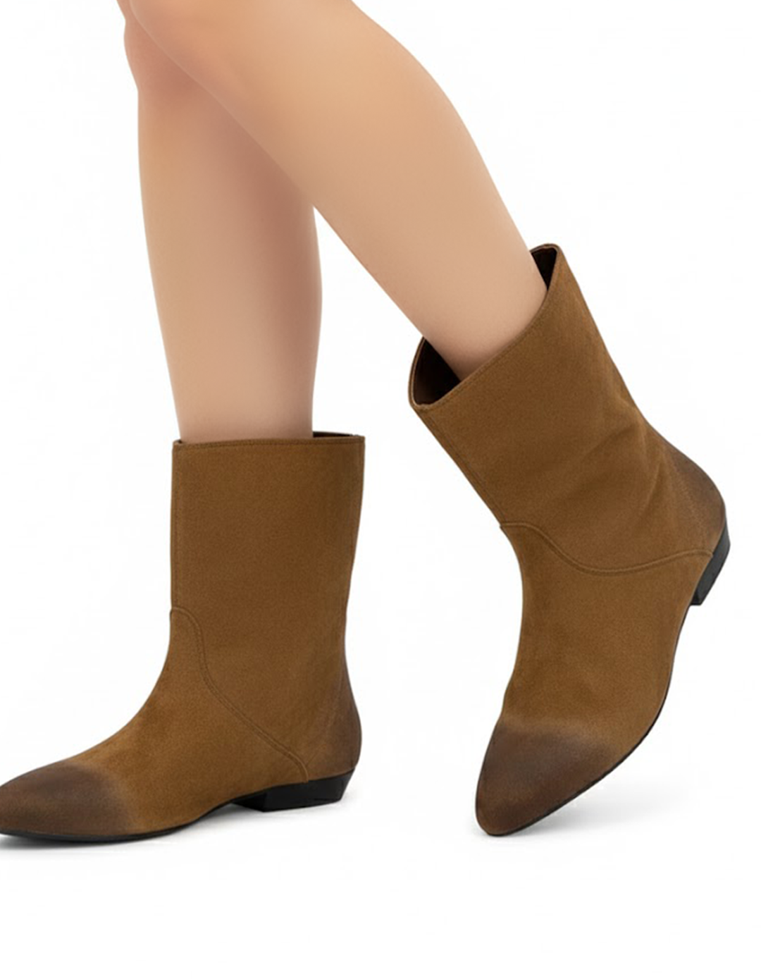 Suede pointed-toe flat boot