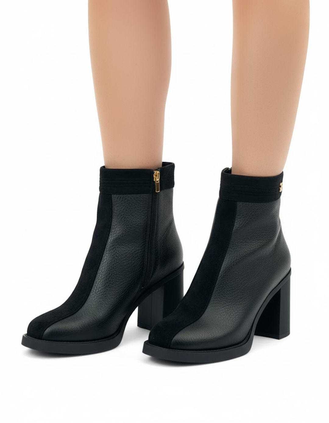 حذاء جلدي بكعب عريض