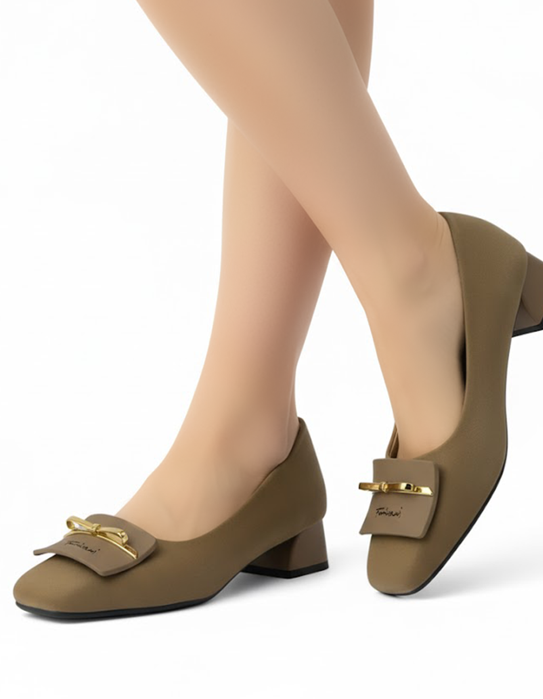 Loafers with gold buckle detail