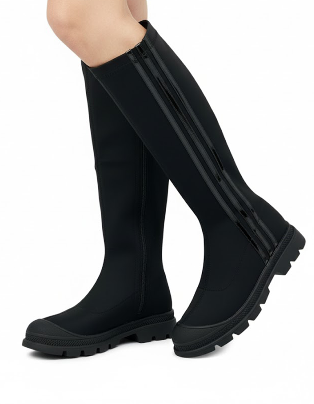 حذاء طويل من قماش مطاطي بنعل سميك